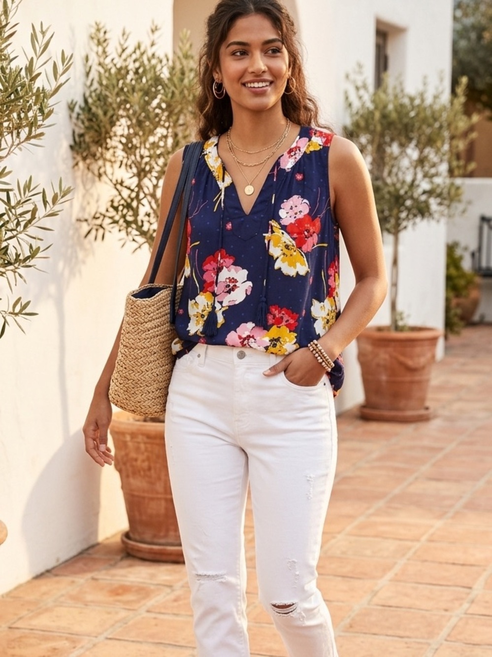 Old Navy Floral Sleeveless Blouse